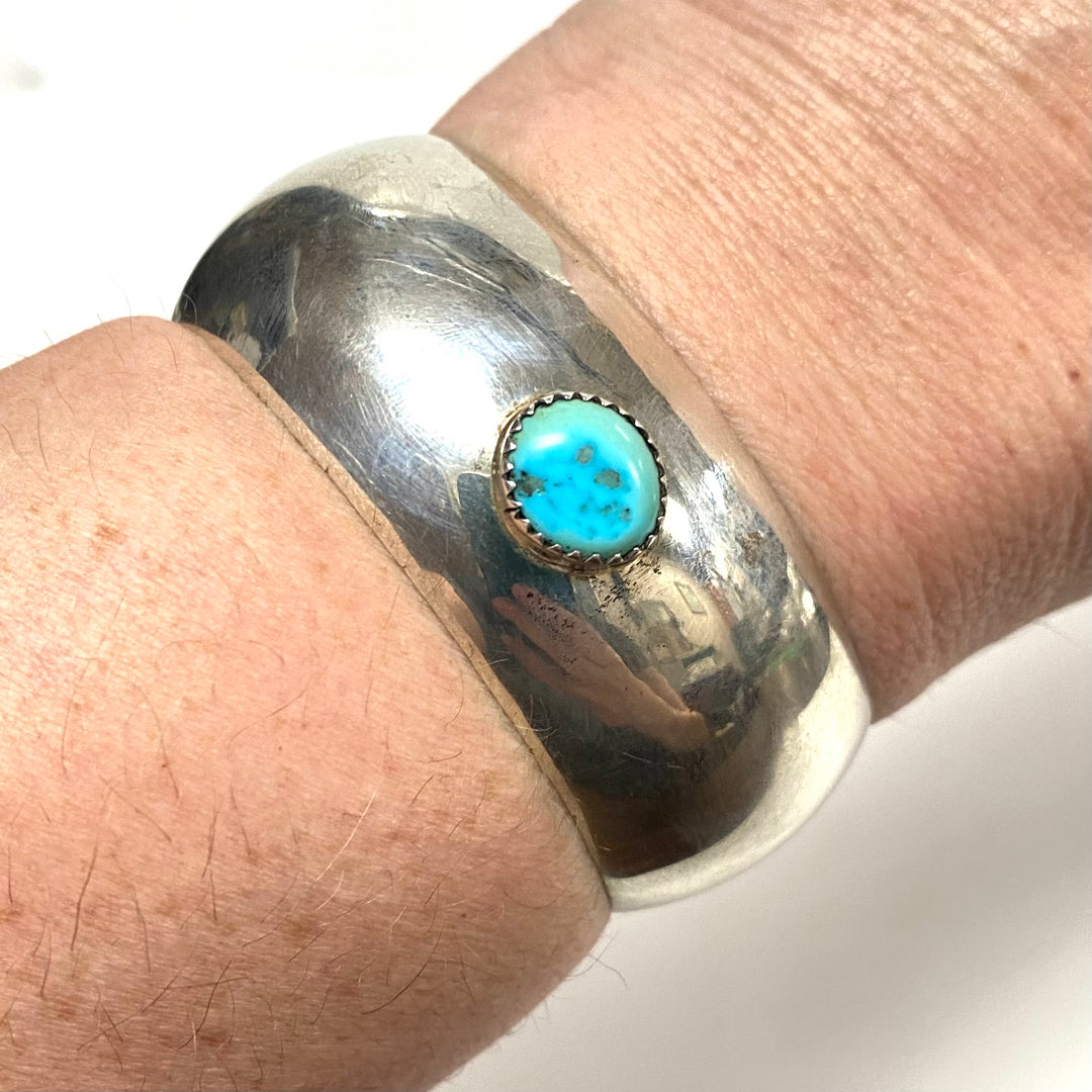 v916 Vintage Navajo Sterling Silver Turquoise Open Cuff Style Bracelet 6" Wrist