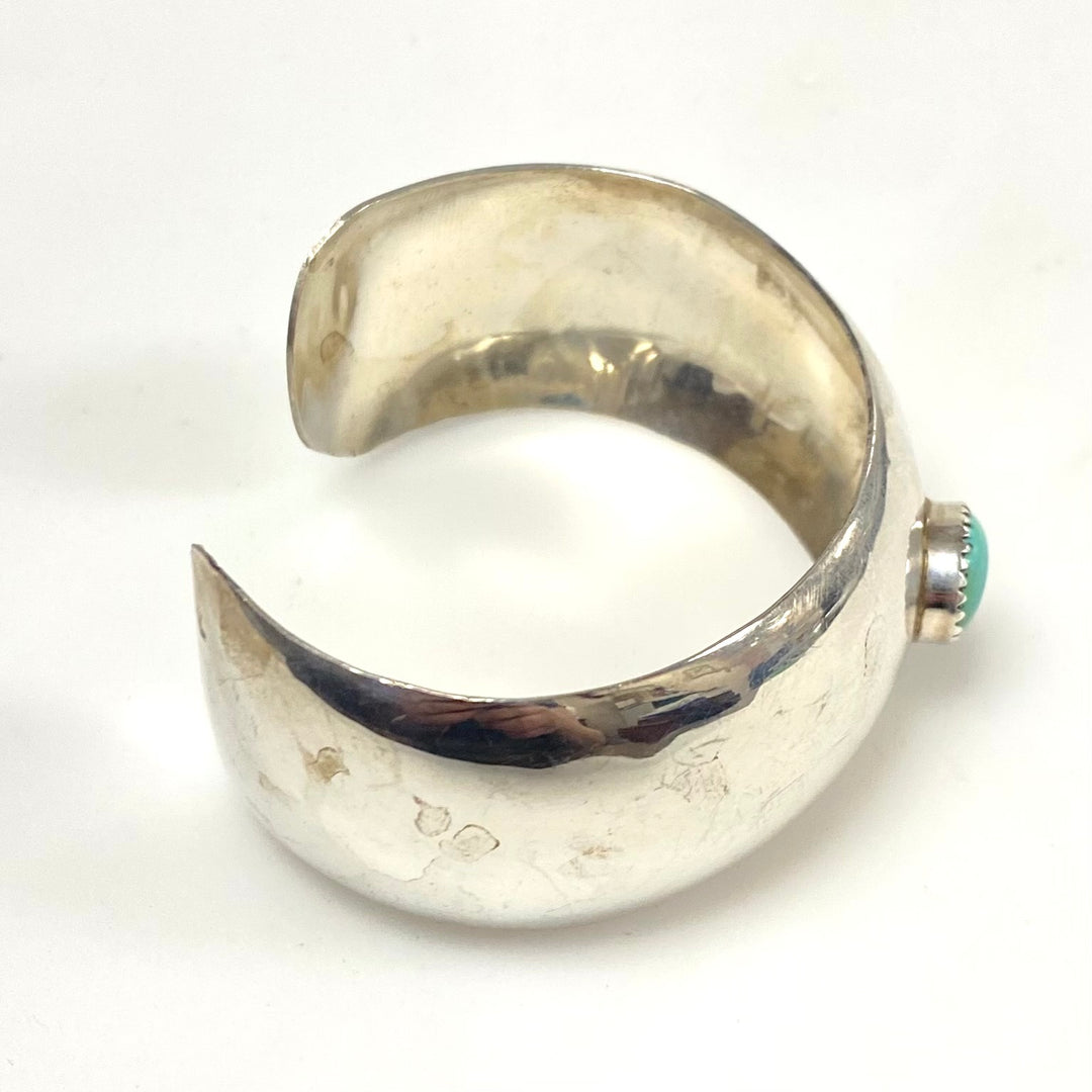v916 Vintage Navajo Sterling Silver Turquoise Open Cuff Style Bracelet 6" Wrist