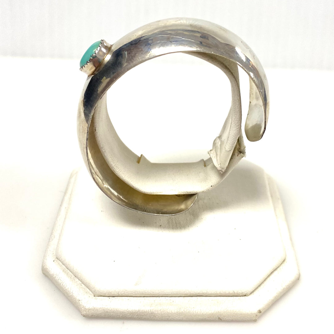 v916 Vintage Navajo Sterling Silver Turquoise Open Cuff Style Bracelet 6" Wrist