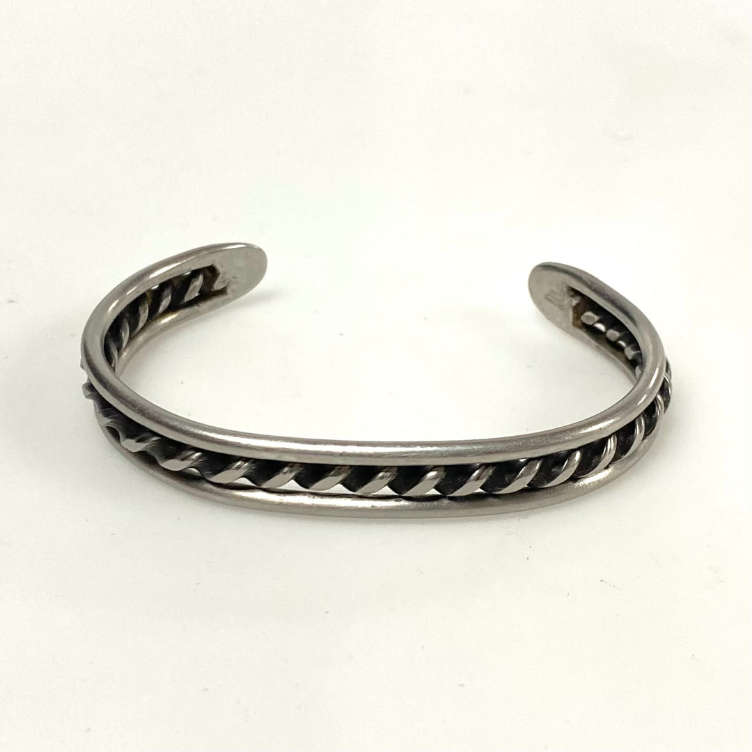 v917 Vintage Navajo-style Sterling Silver Cuff Bracelet Twisted Rope Design