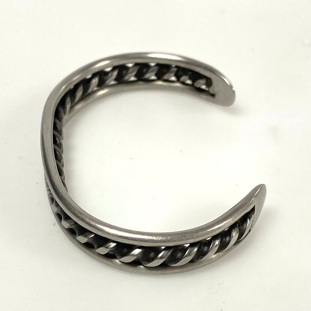 v917 Vintage Navajo-style Sterling Silver Cuff Bracelet Twisted Rope Design