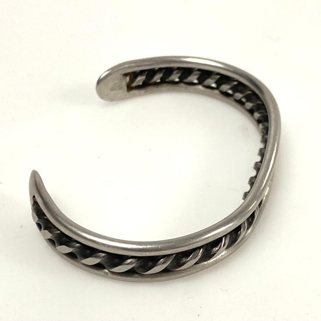 v917 Vintage Navajo-style Sterling Silver Cuff Bracelet Twisted Rope Design