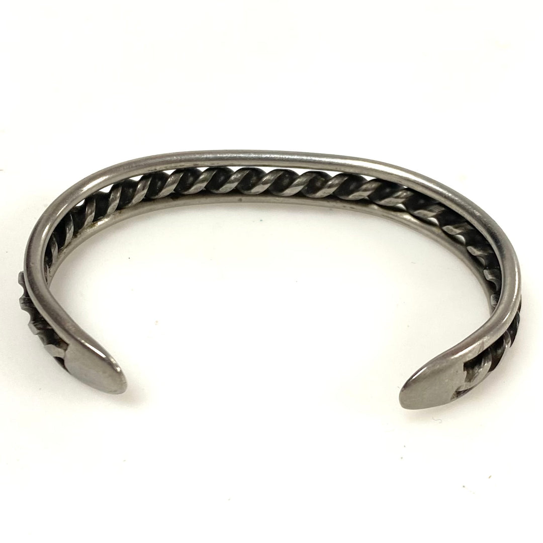 v917 Vintage Navajo-style Sterling Silver Cuff Bracelet Twisted Rope Design