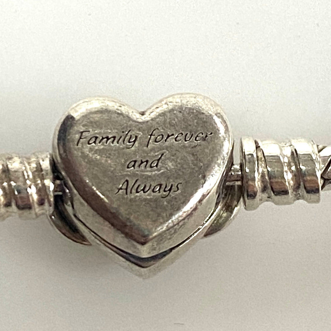 v925 Pandora Moments Sparkling Infinity Heart Clasp Snake Chain Bracelet Silver