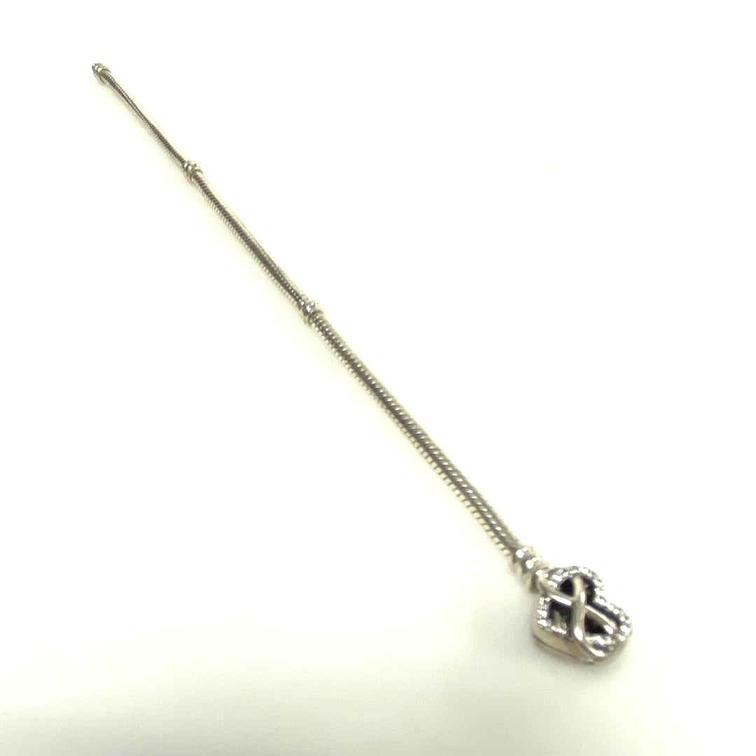 v925 Pandora Moments Sparkling Infinity Heart Clasp Snake Chain Bracelet Silver