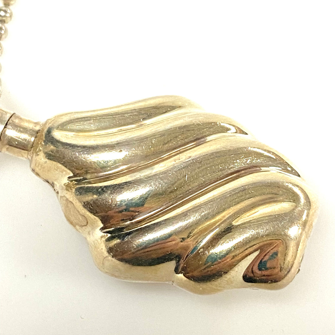 v938 Vintage Sterling Silver "shrimp" Pendant on Silver Ball Chain Necklace 36"