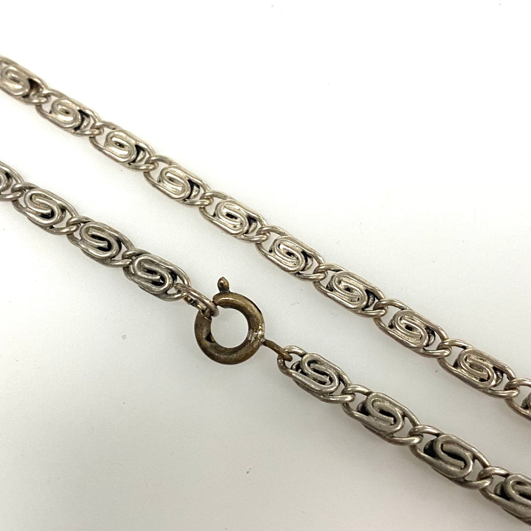 v941 Vintage High-purity Silver Jerusalem Cross Pendant 18" Link Chain Necklace