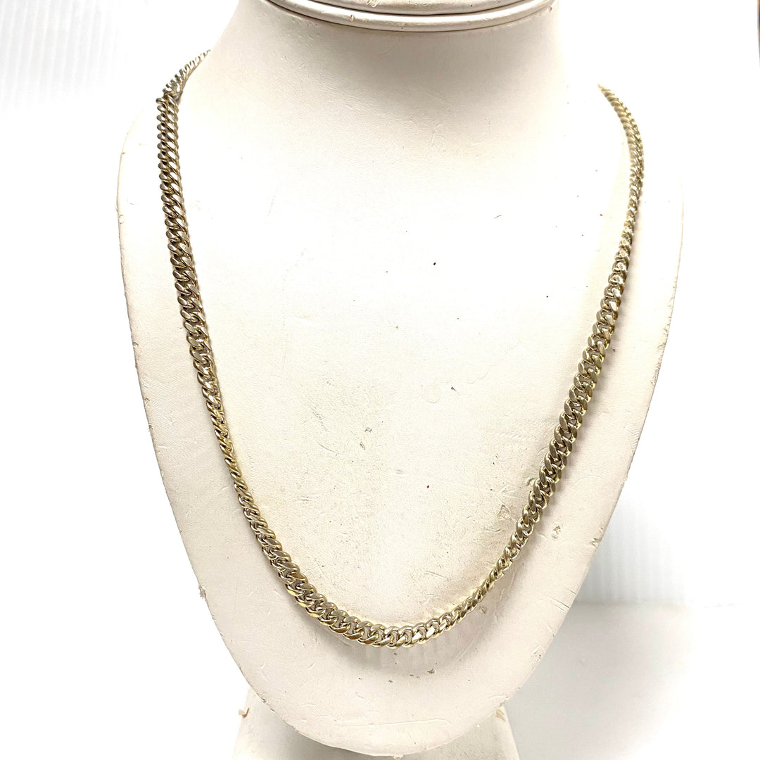 v946 Vintage Sterling Silver 22" Long Cuban Link Chain Necklace