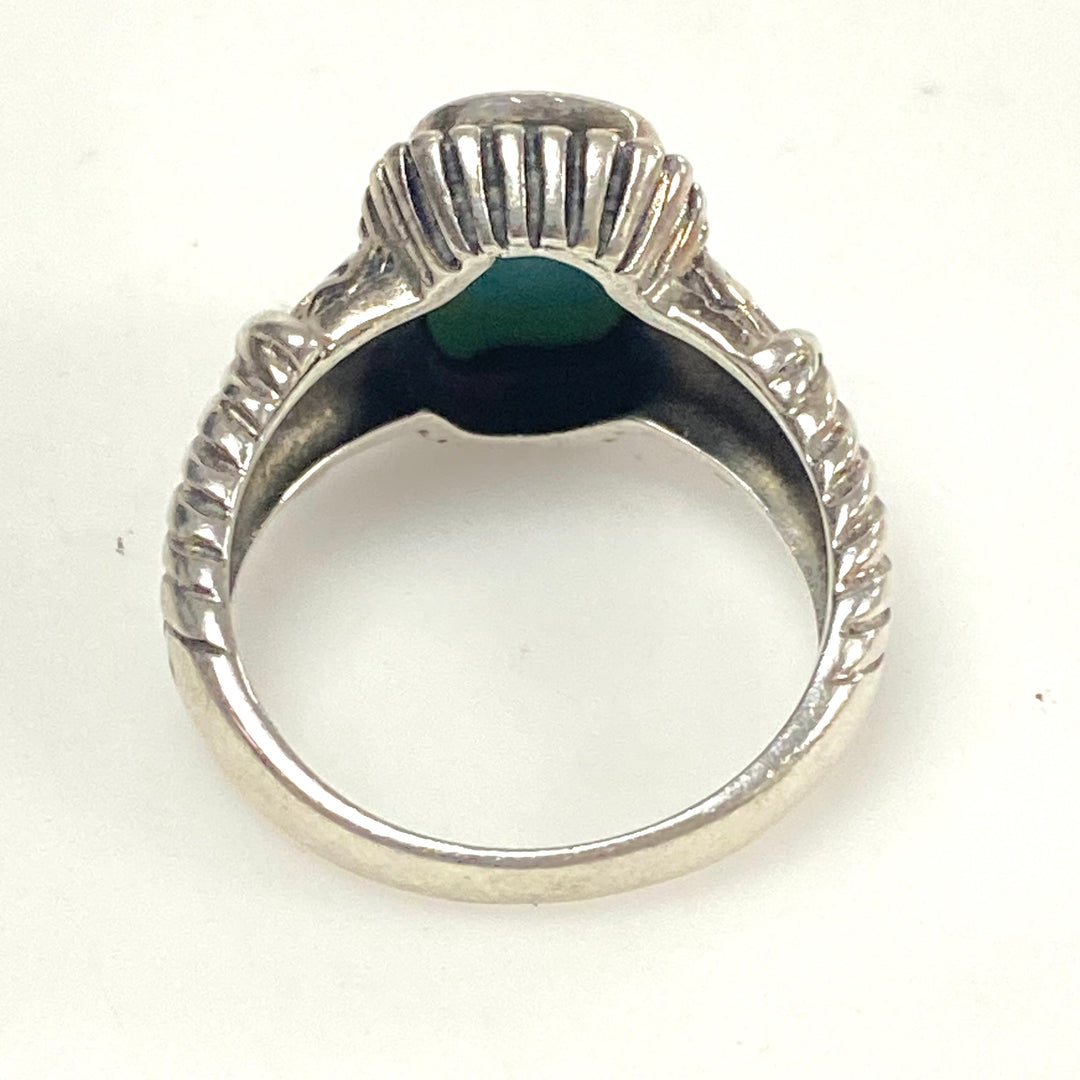 v954 Vintage Southwestern Style Sterling Silver Blue Turquoise Ring Size 8.5