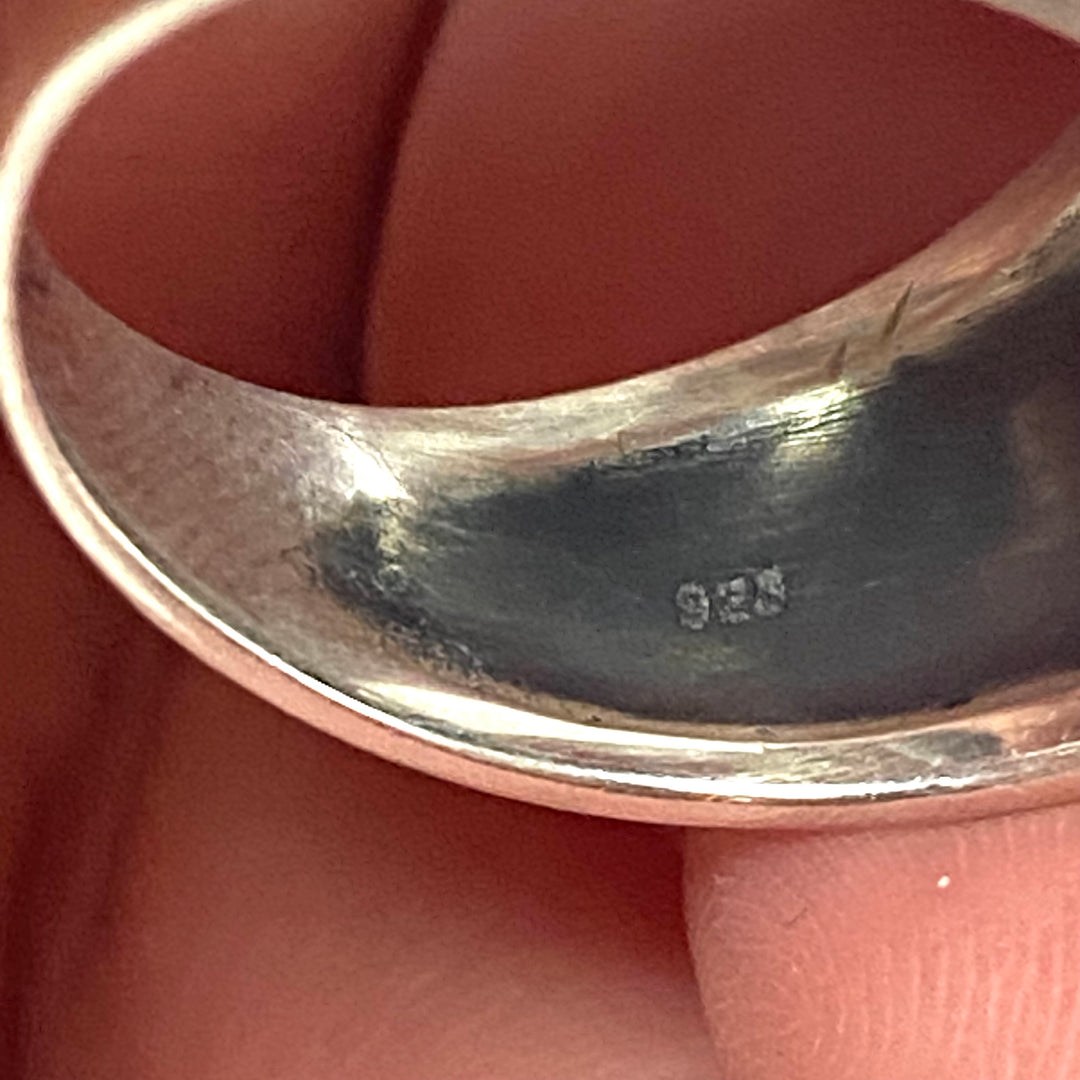 v956 Vintage Native American Style Sterling Silver Turquoise Ring Size 10