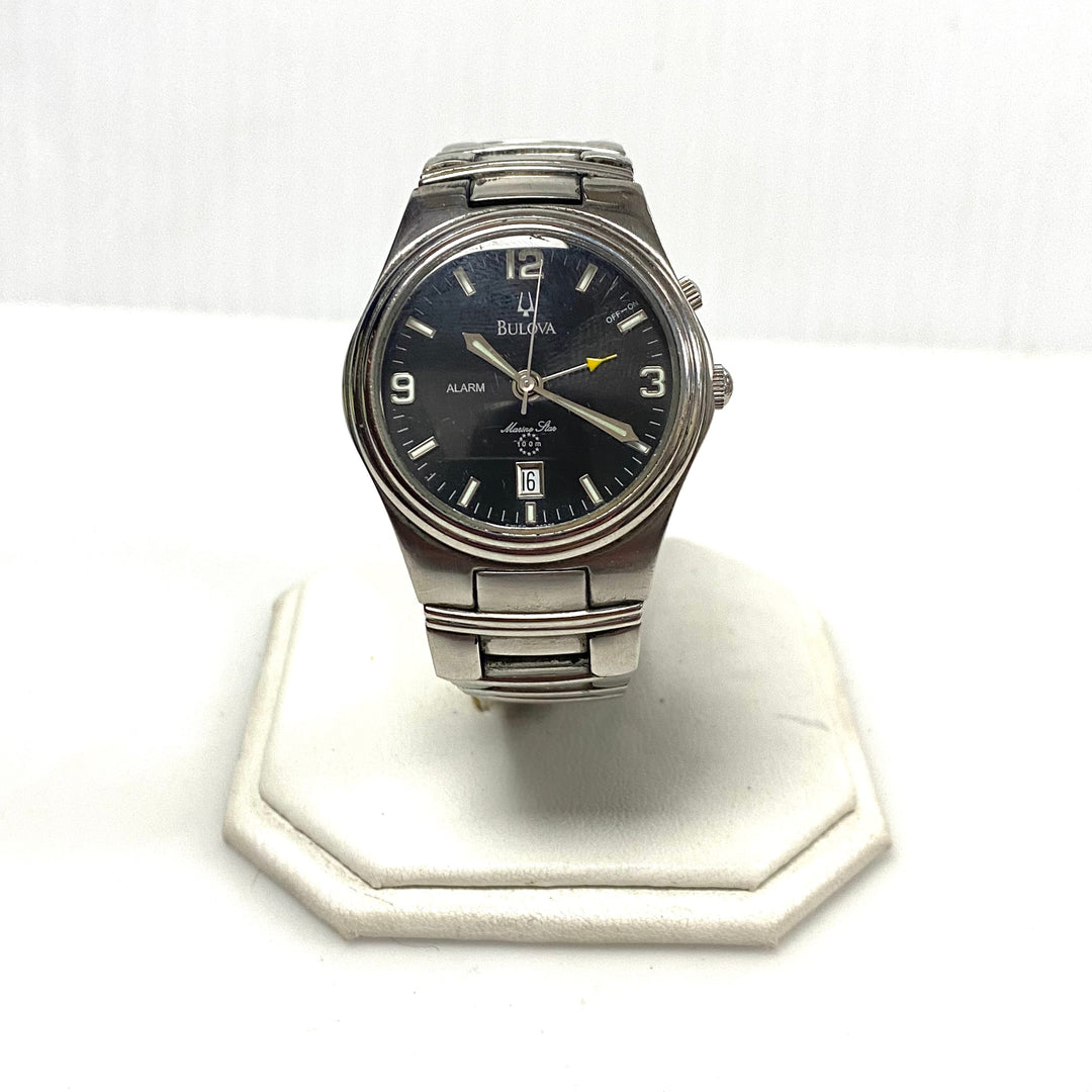 v959 Vintage Stainless Steel Bulova Marine Star Japanese Quartz Alarm Watch