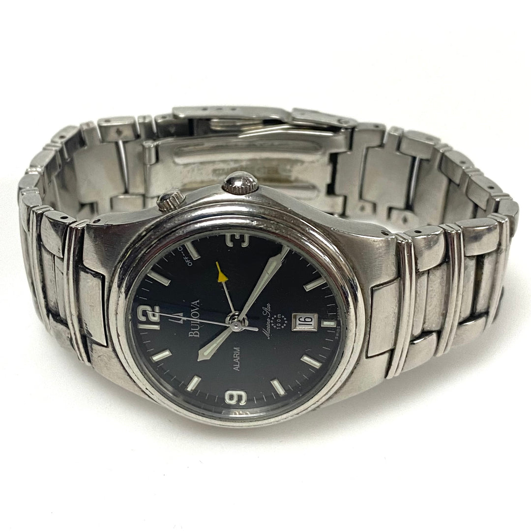v959 Vintage Stainless Steel Bulova Marine Star Japanese Quartz Alarm Watch