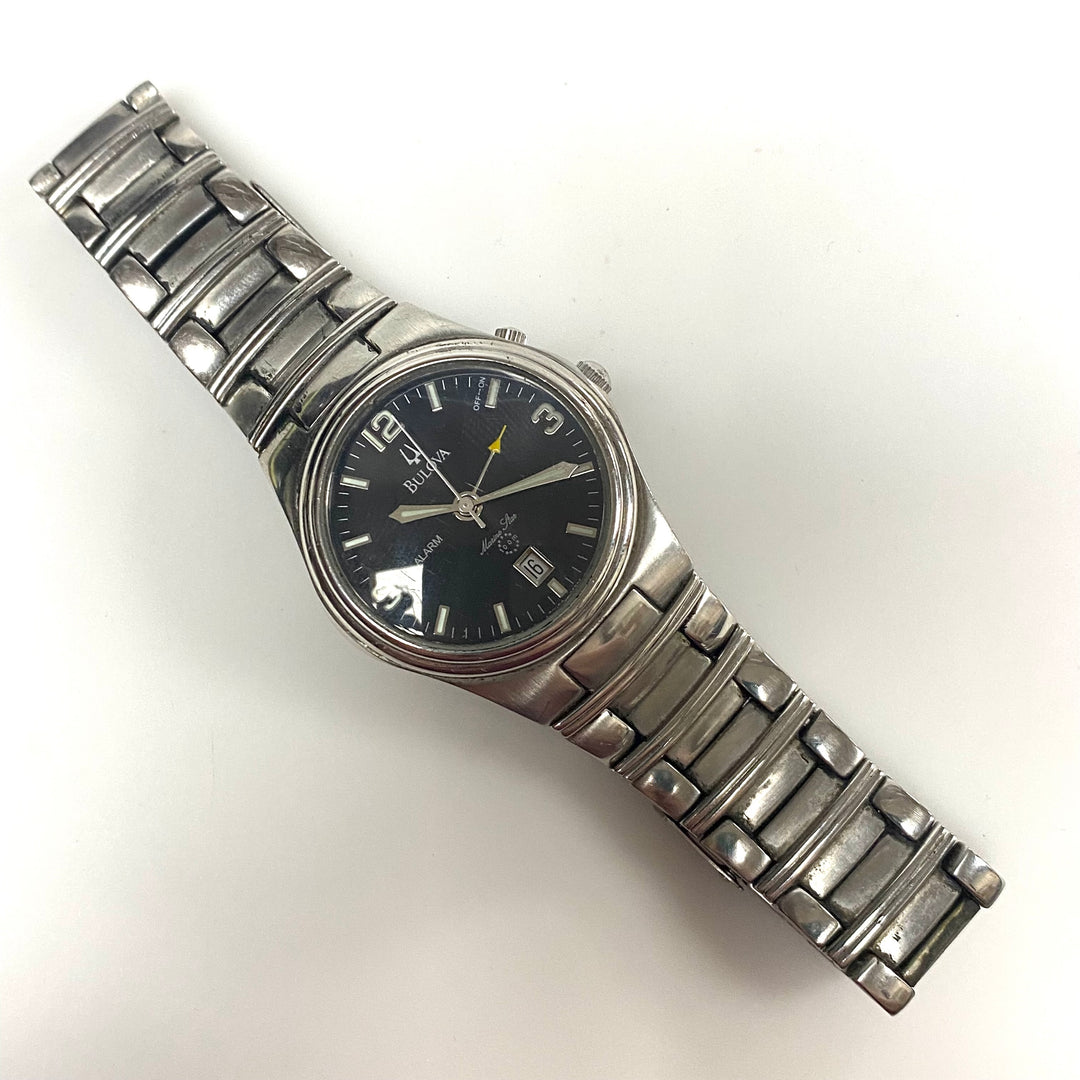 v959 Vintage Stainless Steel Bulova Marine Star Japanese Quartz Alarm Watch