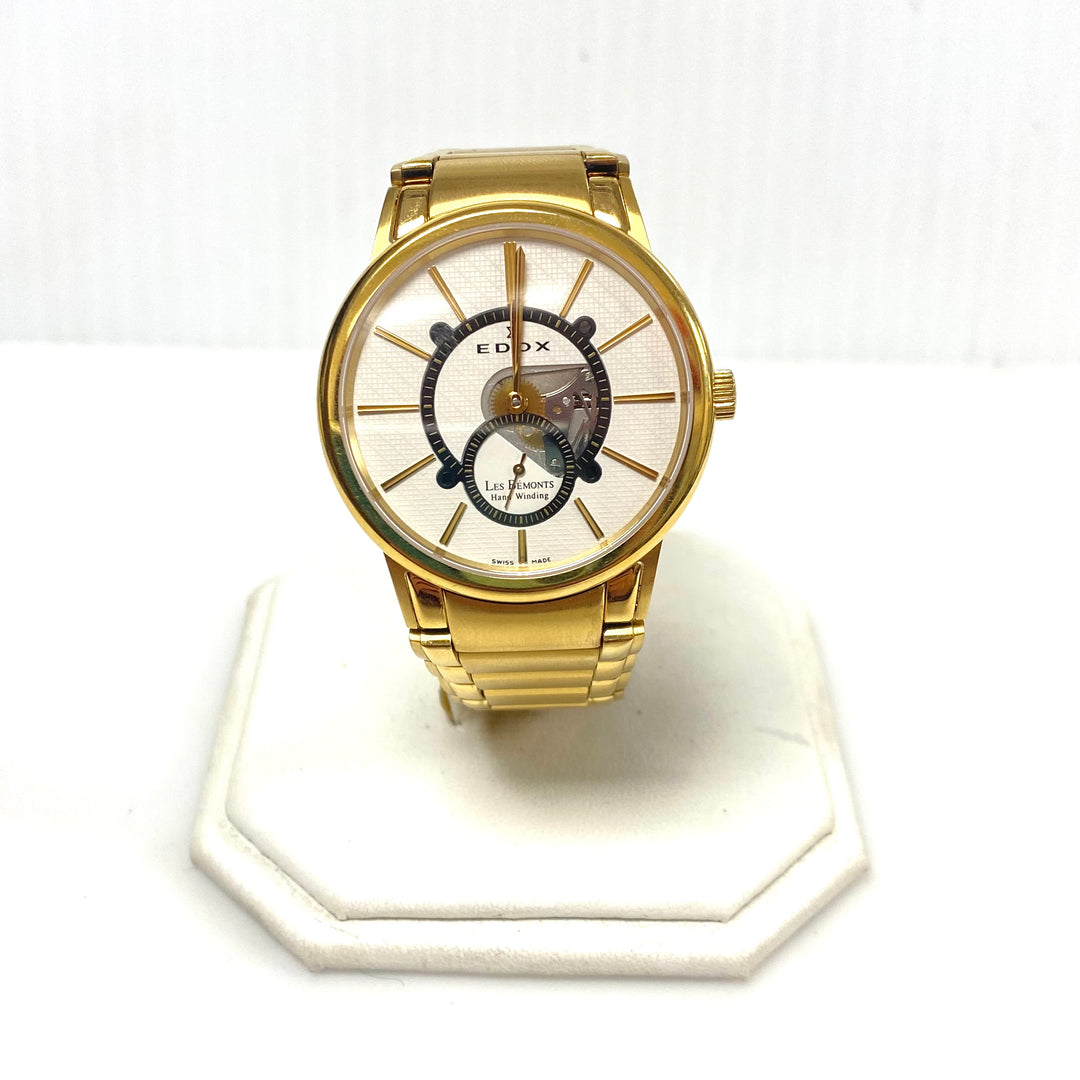 v960 Vintage Edox Les Bémonts Slim Gold Tone Swiss Mechanical Hand-Winding Watch