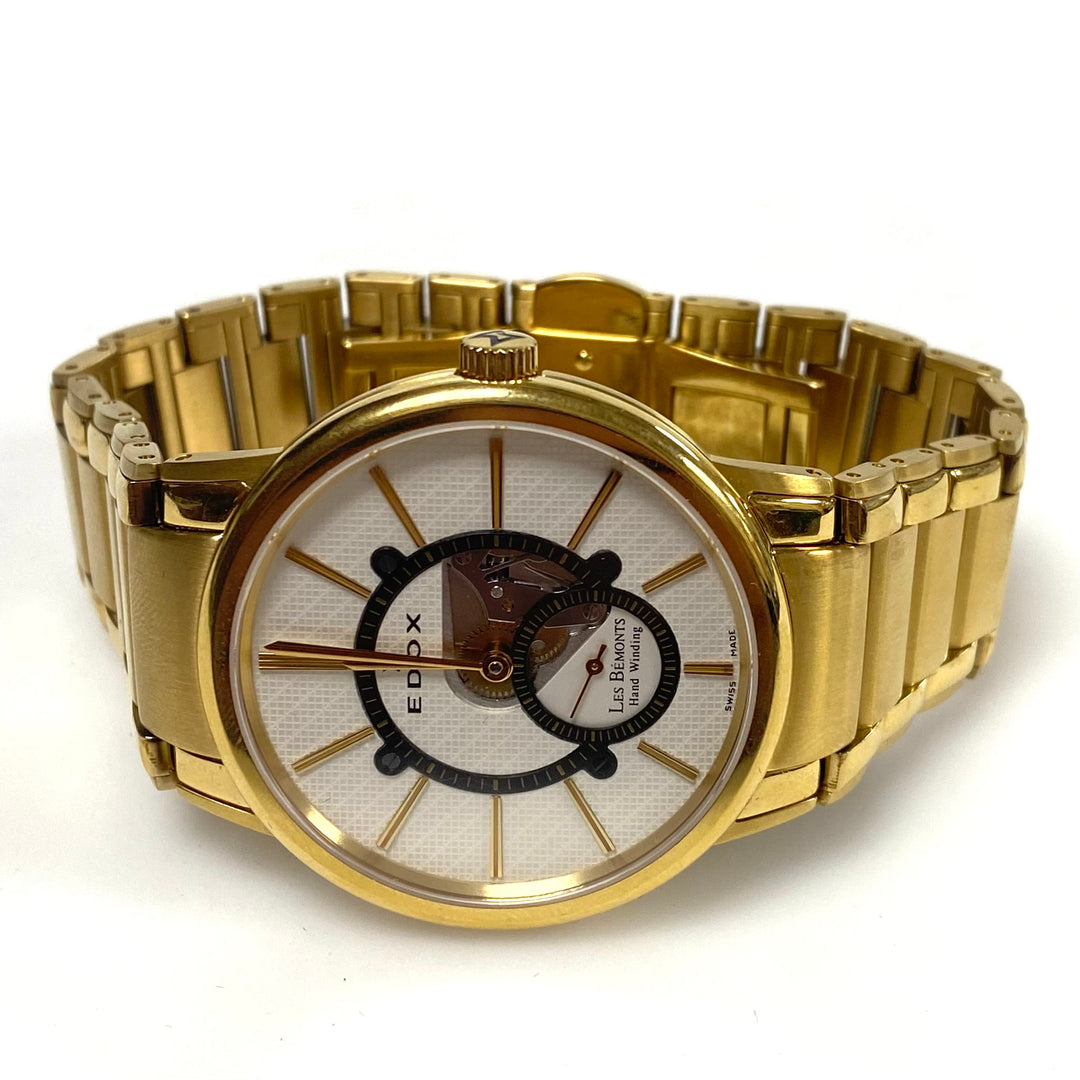 v960 Vintage Edox Les Bémonts Slim Gold Tone Swiss Mechanical Hand-Winding Watch