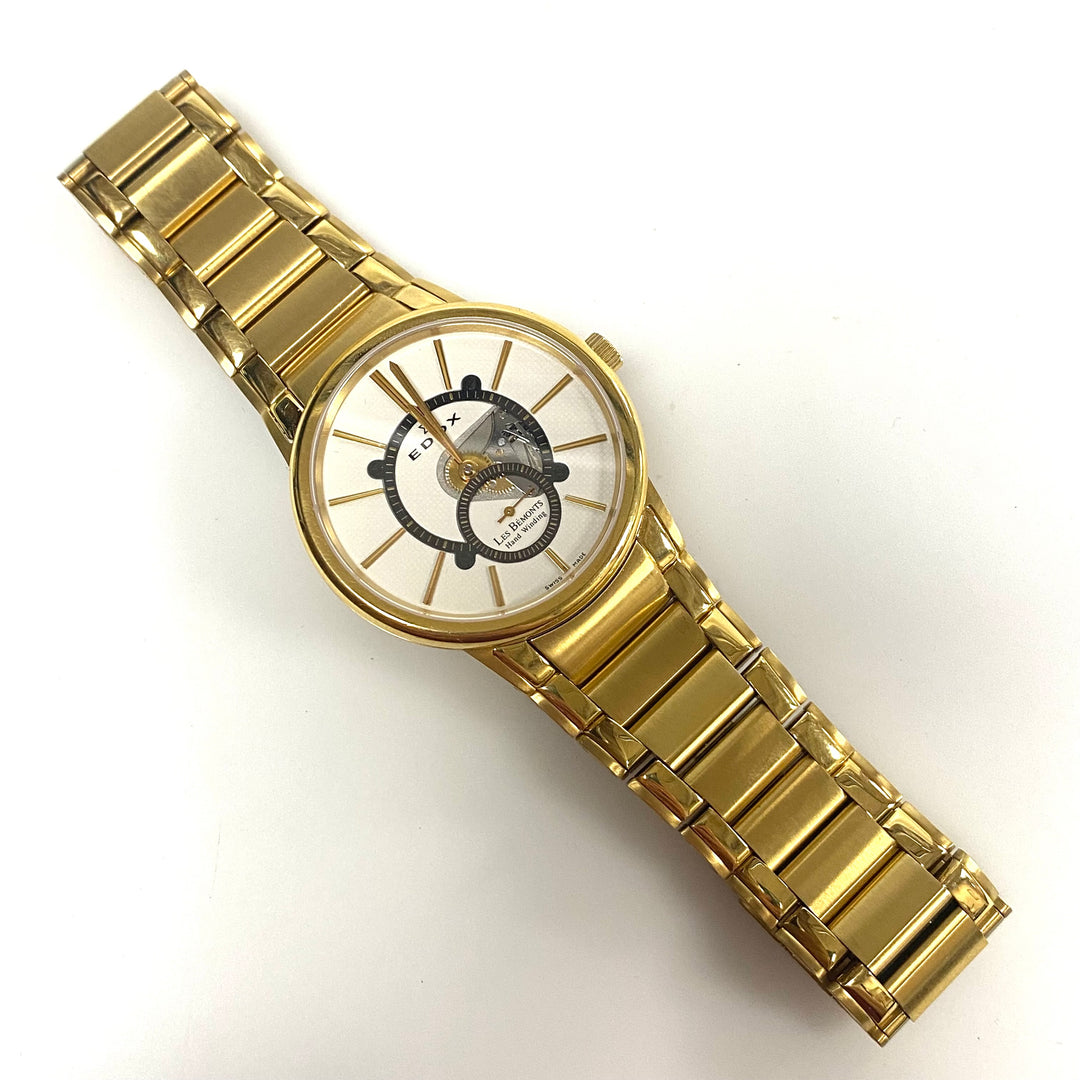 v960 Vintage Edox Les Bémonts Slim Gold Tone Swiss Mechanical Hand-Winding Watch