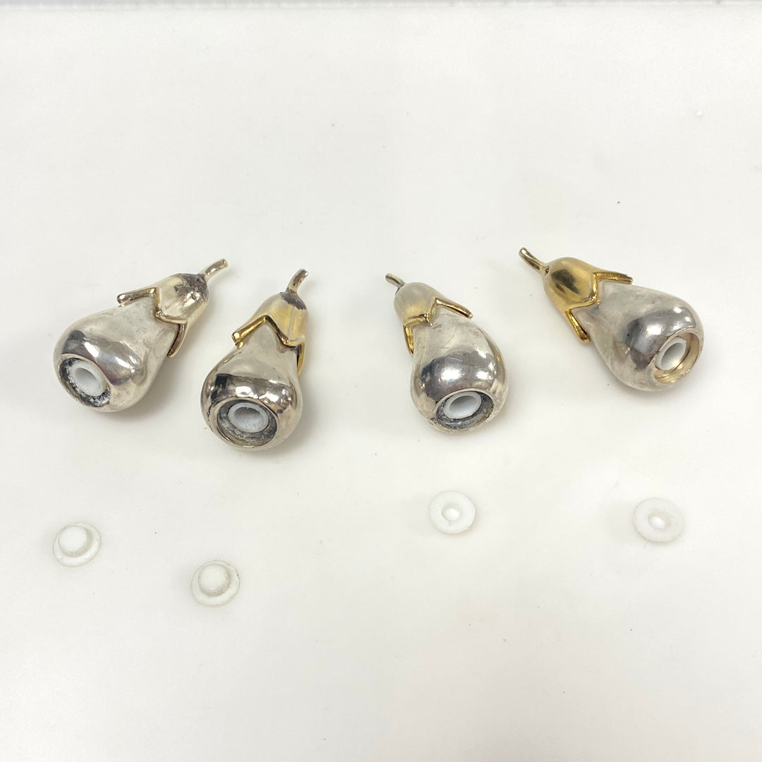 v962 Vintage Set of Four Silver-plated Eggplant-shaped Salt and Pepper Shakers
