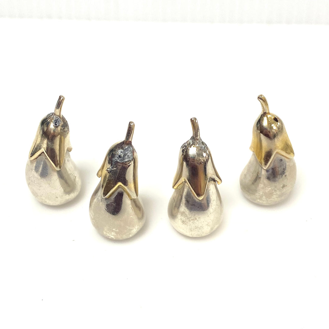 v962 Vintage Set of Four Silver-plated Eggplant-shaped Salt and Pepper Shakers