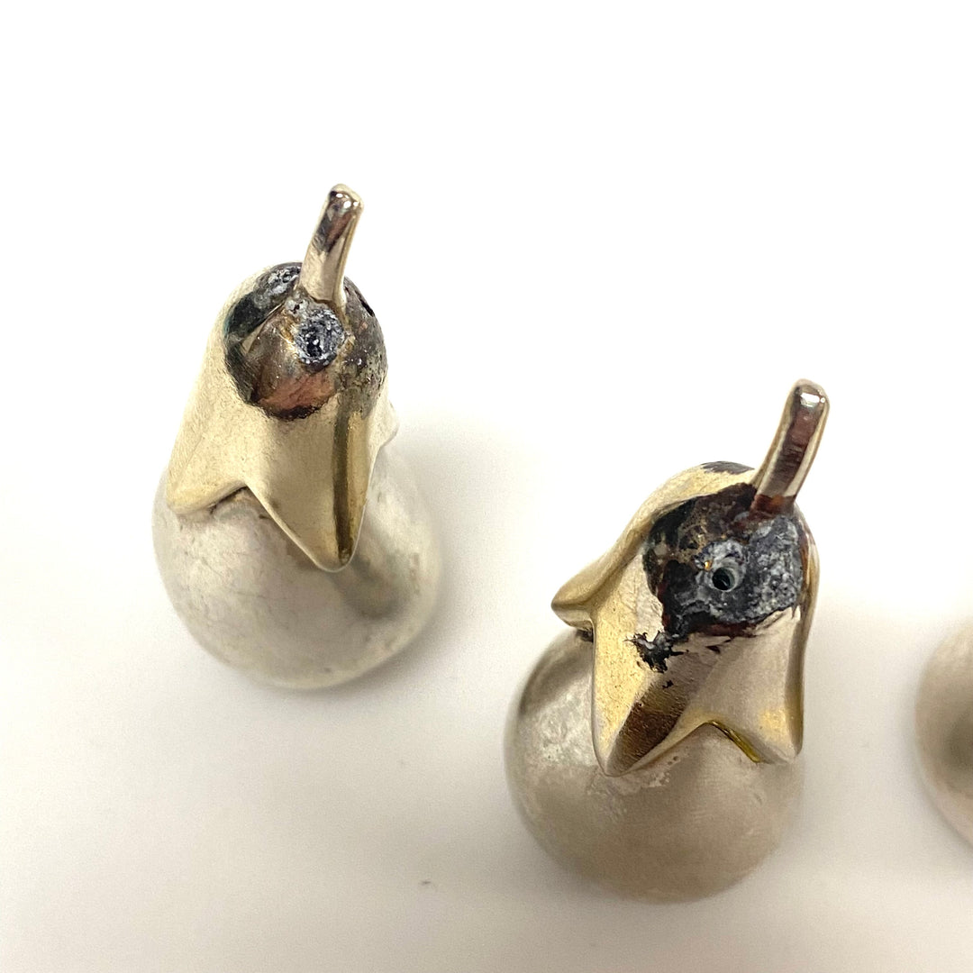 v962 Vintage Set of Four Silver-plated Eggplant-shaped Salt and Pepper Shakers