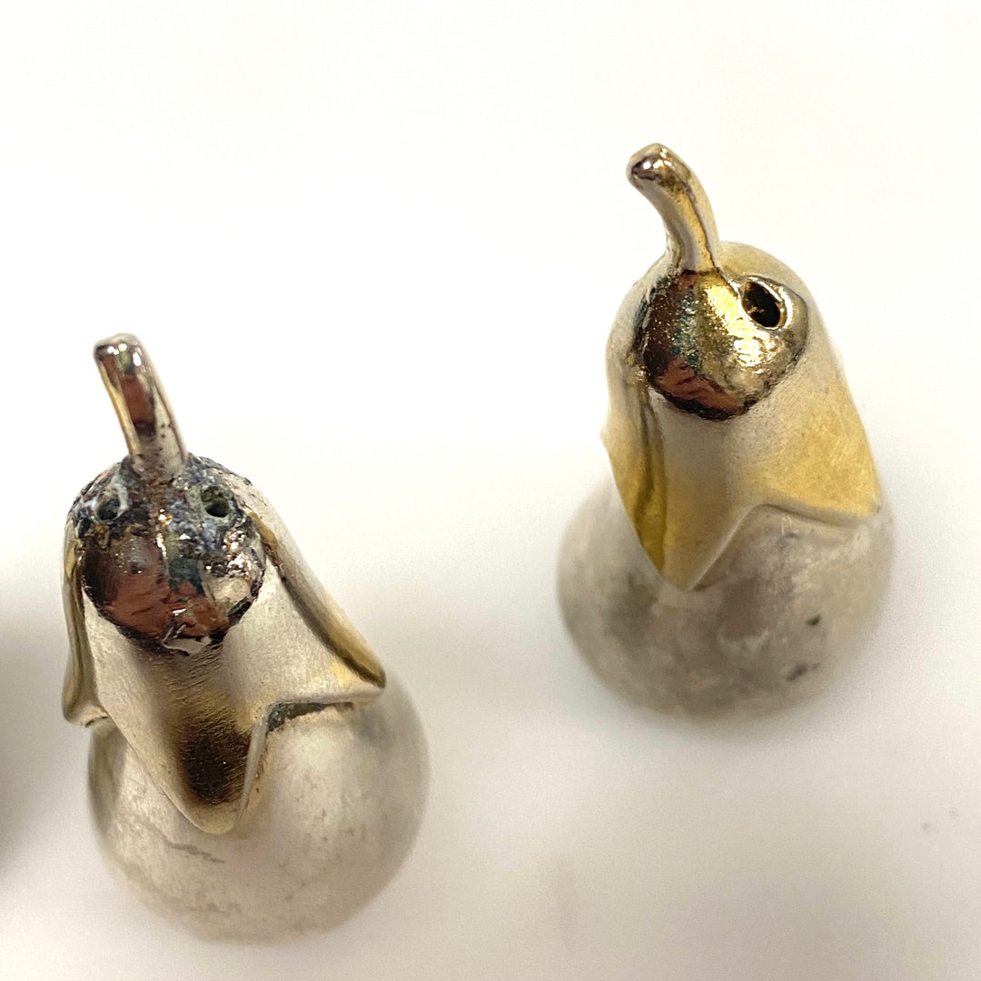 v962 Vintage Set of Four Silver-plated Eggplant-shaped Salt and Pepper Shakers