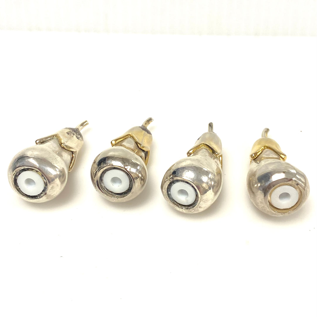 v962 Vintage Set of Four Silver-plated Eggplant-shaped Salt and Pepper Shakers