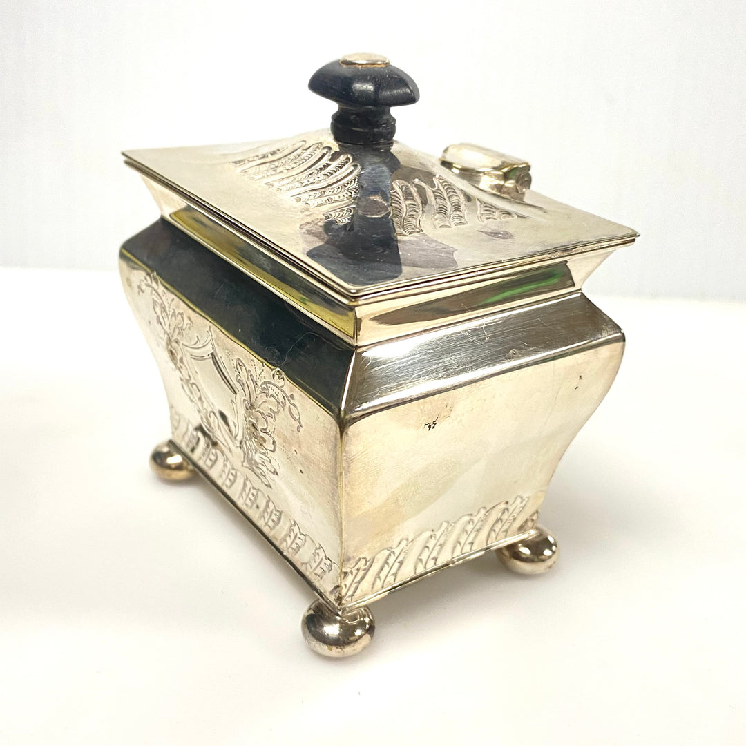 v967 Antique Victorian Silver Tea Caddy by Sheffield silversmith Henry Stratford