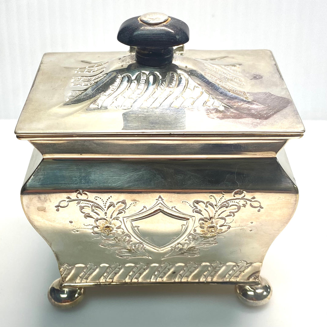 v967 Antique Victorian Silver Tea Caddy by Sheffield silversmith Henry Stratford