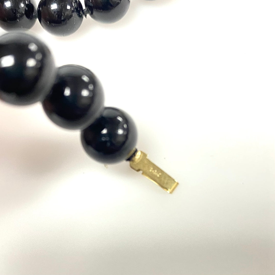 v968 Vintage Collection of Black Onyx and 14k Gold Beaded Necklace and Earrings