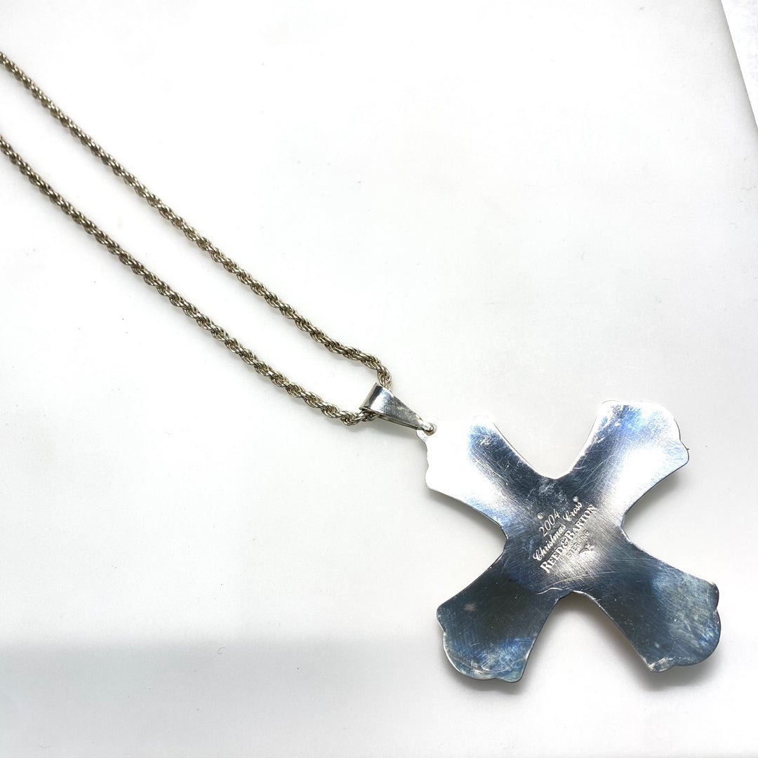 v982 Vintage Sterling Silver Christmas Cross Reed & Barton Pendant 20" Necklace