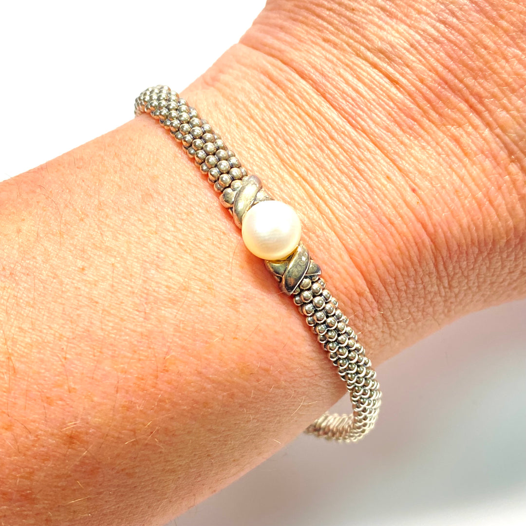 v984 Lagos Sterling Silver Luna Caviar 6mm Bracelet Cultured Freshwater Pearl