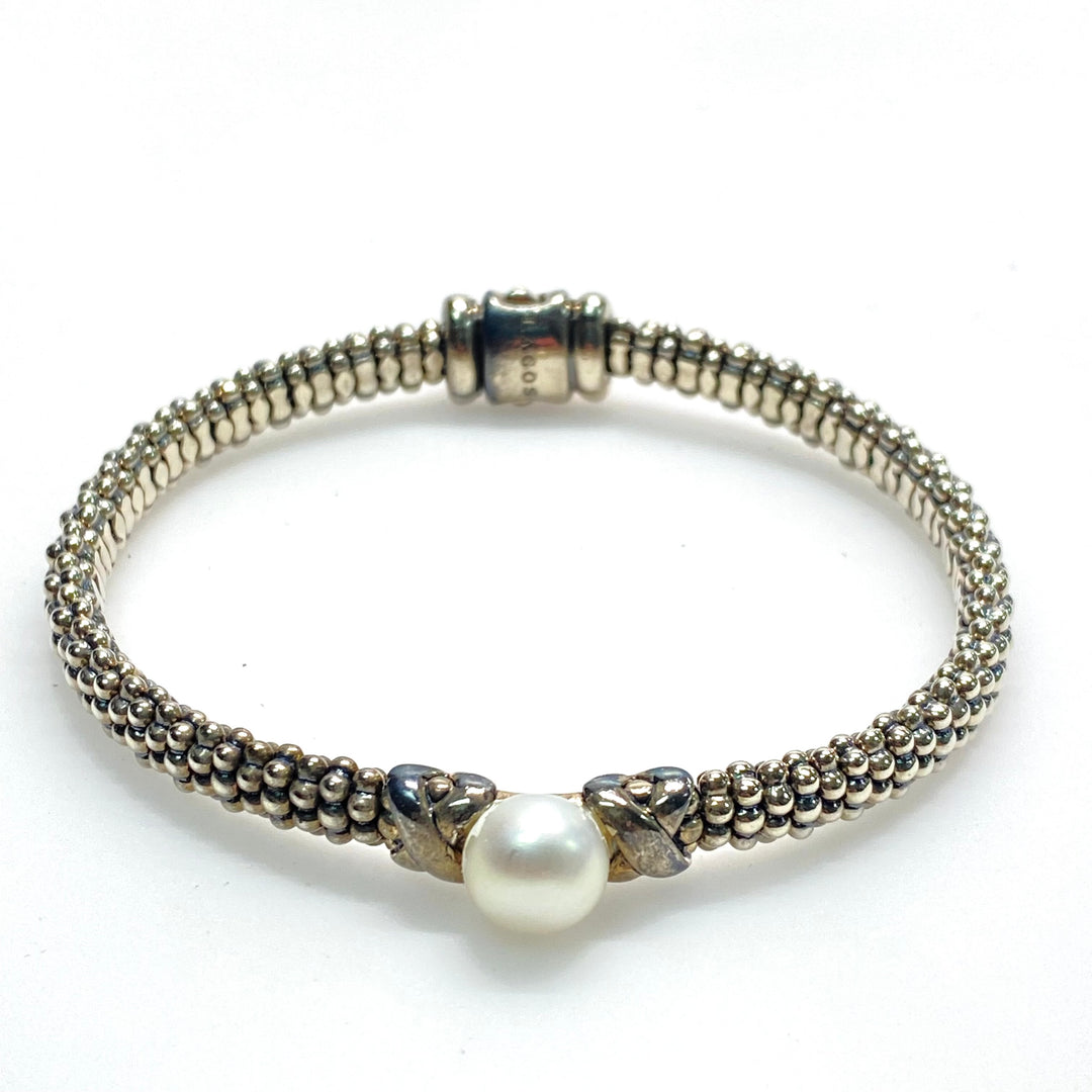 v984 Lagos Sterling Silver Luna Caviar 6mm Bracelet Cultured Freshwater Pearl