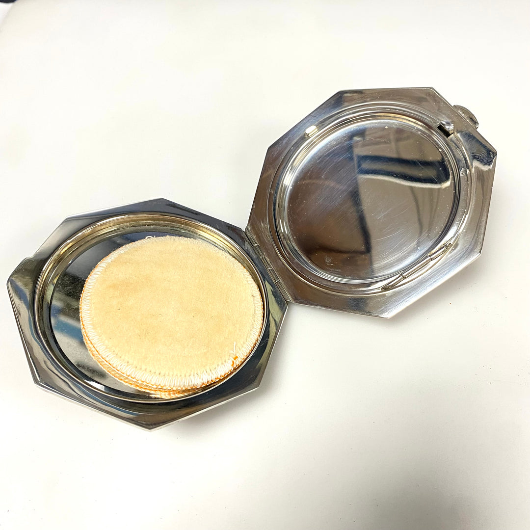 v991 Vintage 950 Silver Octagonal Powder Compact from the 1920s Art Deco Era