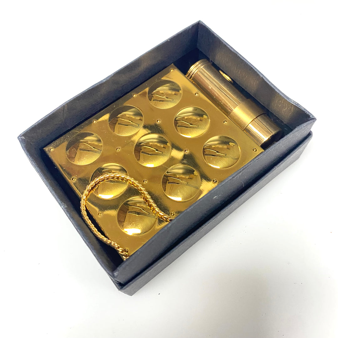 v993 Vintage Gold Tone Powder Compact Clutch 1950's Design Space Age Aesthetic