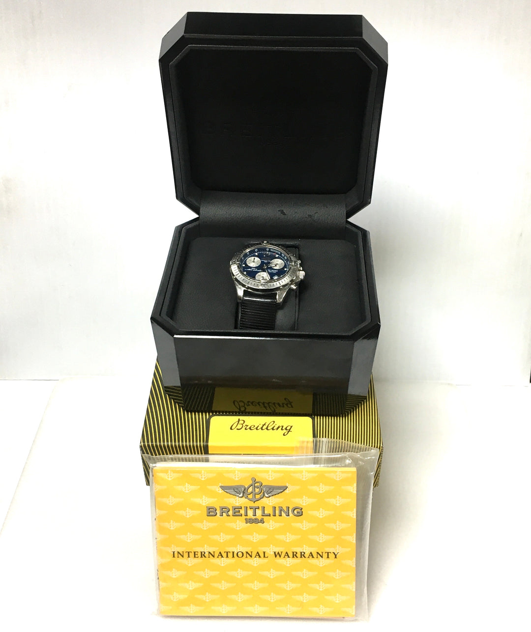 v999 Vintage Breitling Colt Chrono Ocean Quartz Wrist Watch Blue Dial A53350