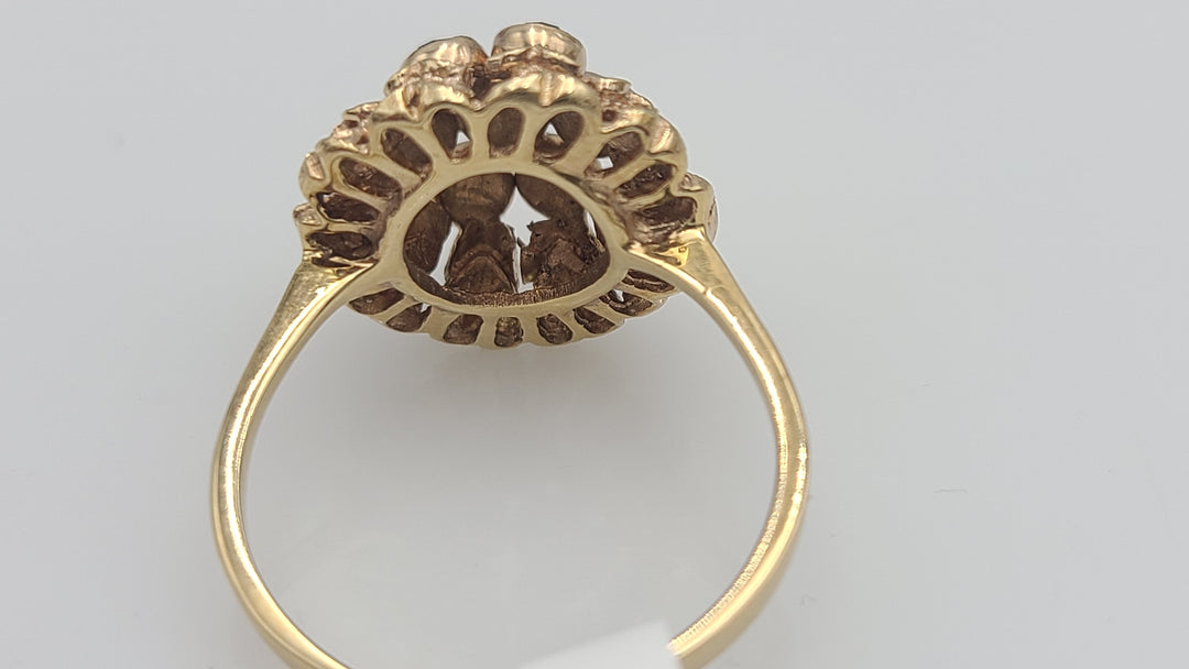 k926 Ladies Vintage 10kt Rose Gold Garnet Cocktail Ring