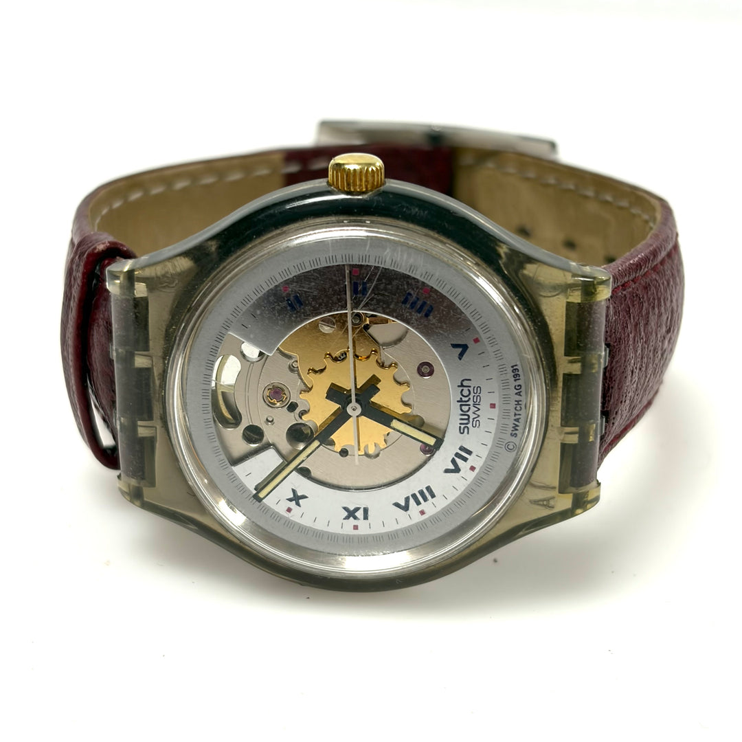 w015 Vintage 1991 Swatch Automatic "Rubin" SAM100 Swiss Mechanical Movement Watch