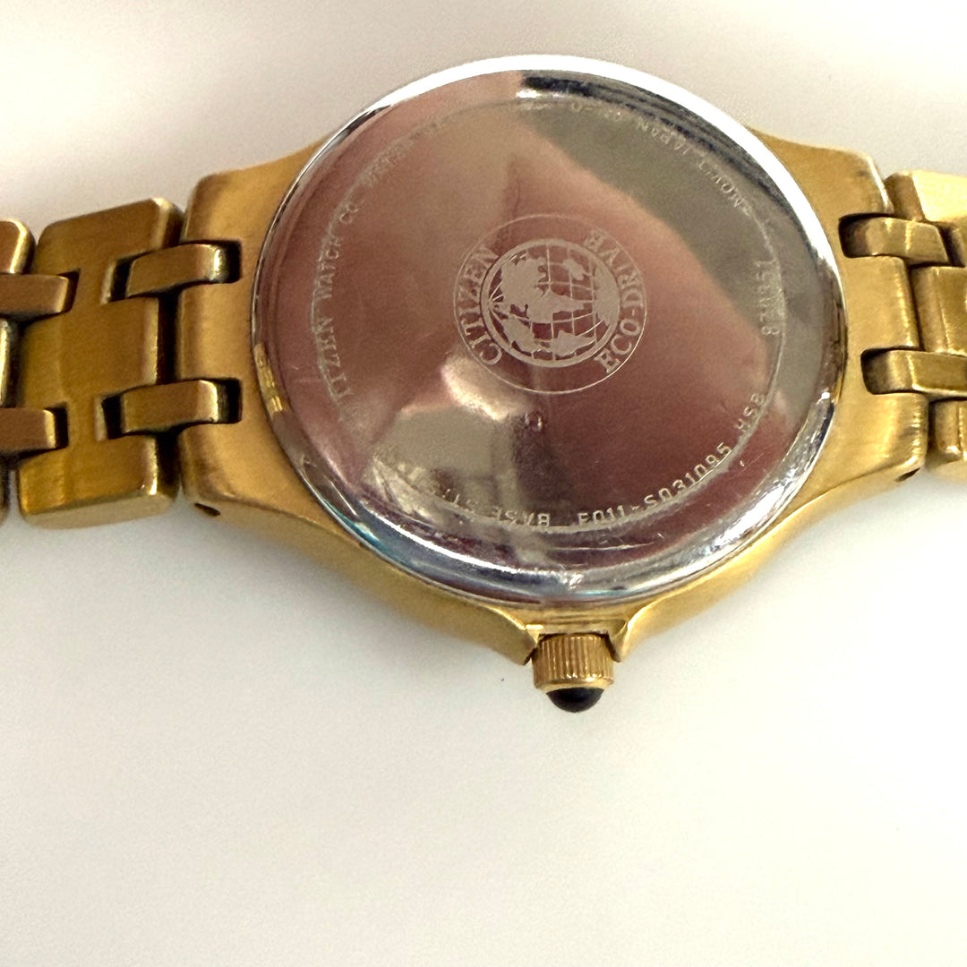 w020 Vintage Citizen Eco-Drive Japan Movement Lucca Ladies Wrist Watch Gold Tone