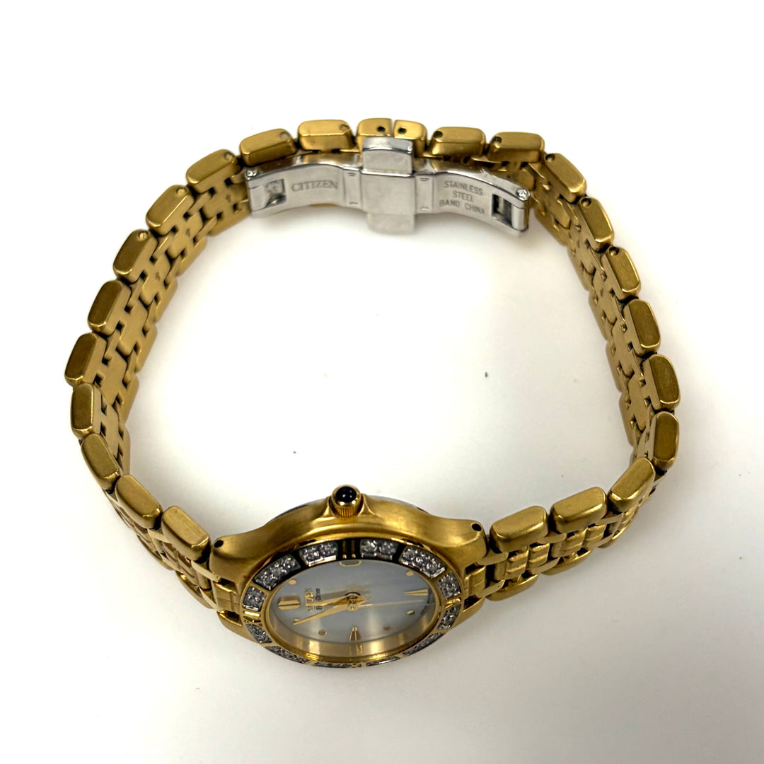 w020 Vintage Citizen Eco-Drive Japan Movement Lucca Ladies Wrist Watch Gold Tone