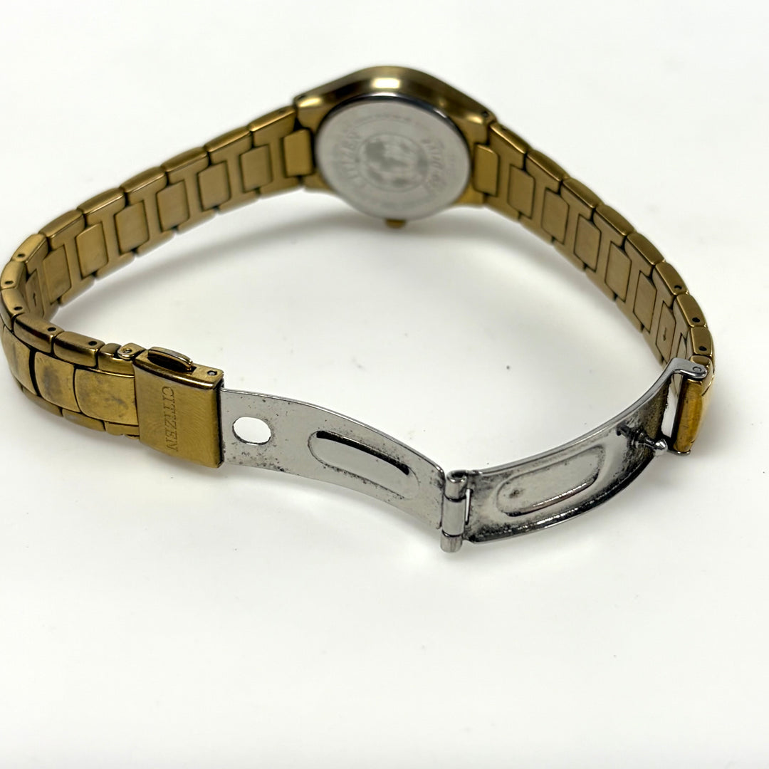 w022 Vintage Citizen Japan Eco-Drive Mov't WR 100 Gold-tone Women's Wrist Watch