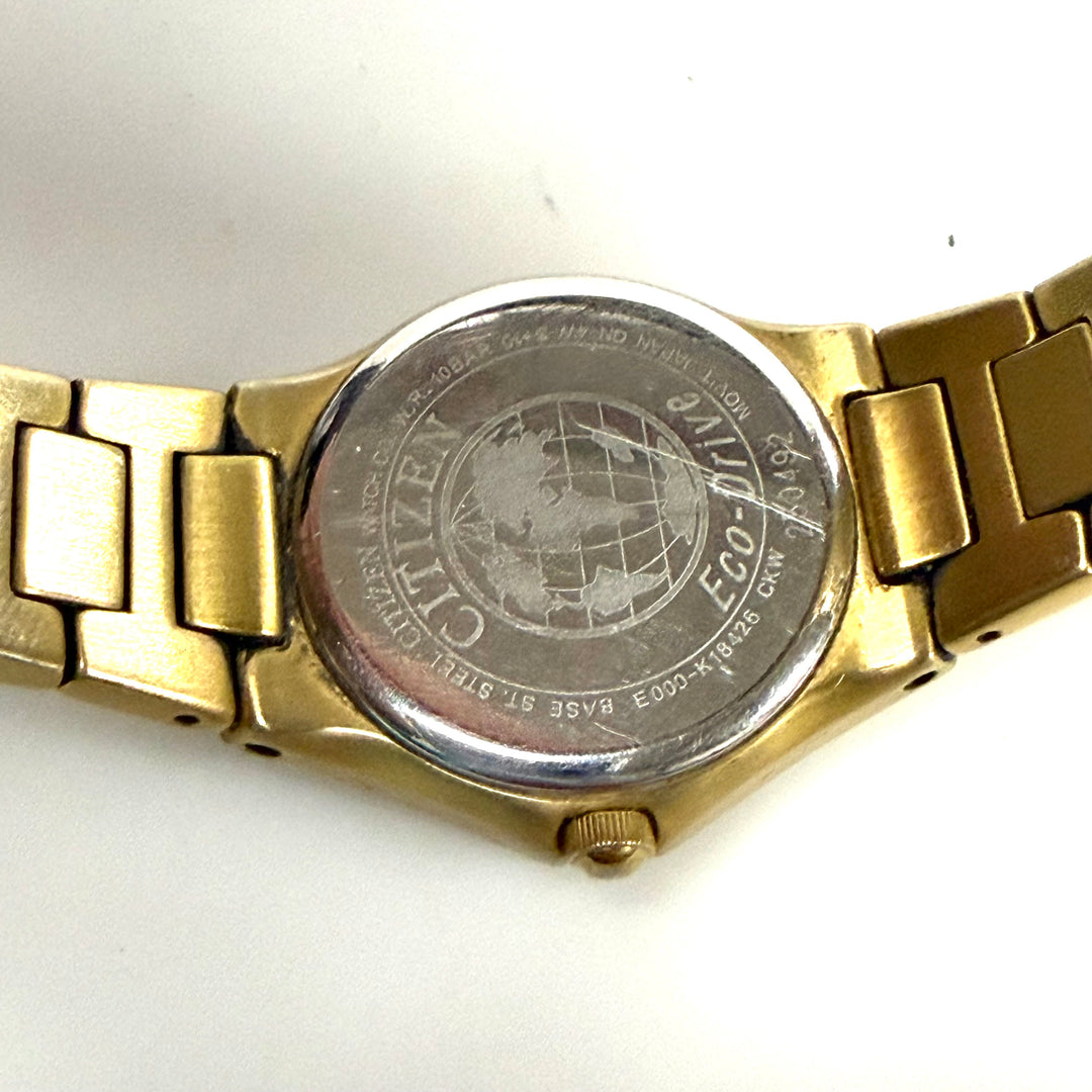 w022 Vintage Citizen Japan Eco-Drive Mov't WR 100 Gold-tone Women's Wrist Watch