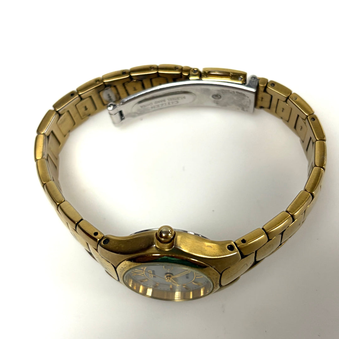 w022 Vintage Citizen Japan Eco-Drive Mov't WR 100 Gold-tone Women's Wrist Watch