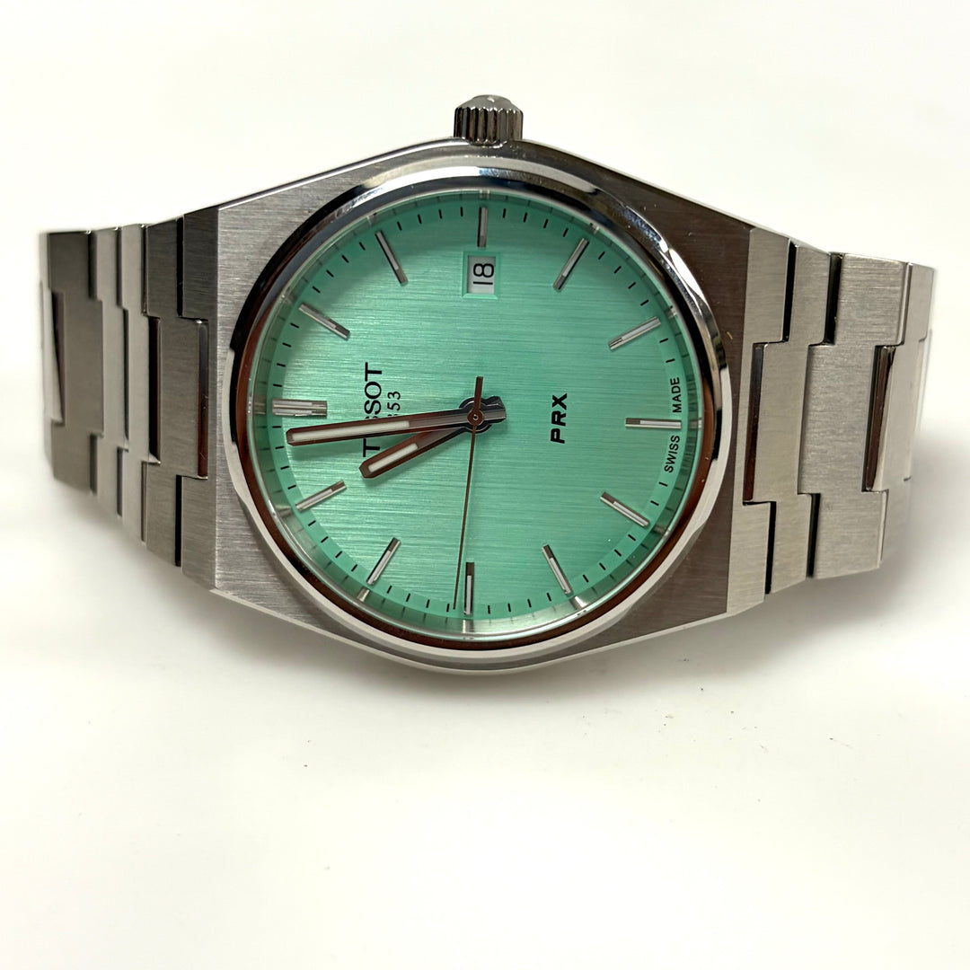 w030 Tissot PRX Swiss Quartz "Tiffany blue" Dial Stainless Steel Wrist Watch WR