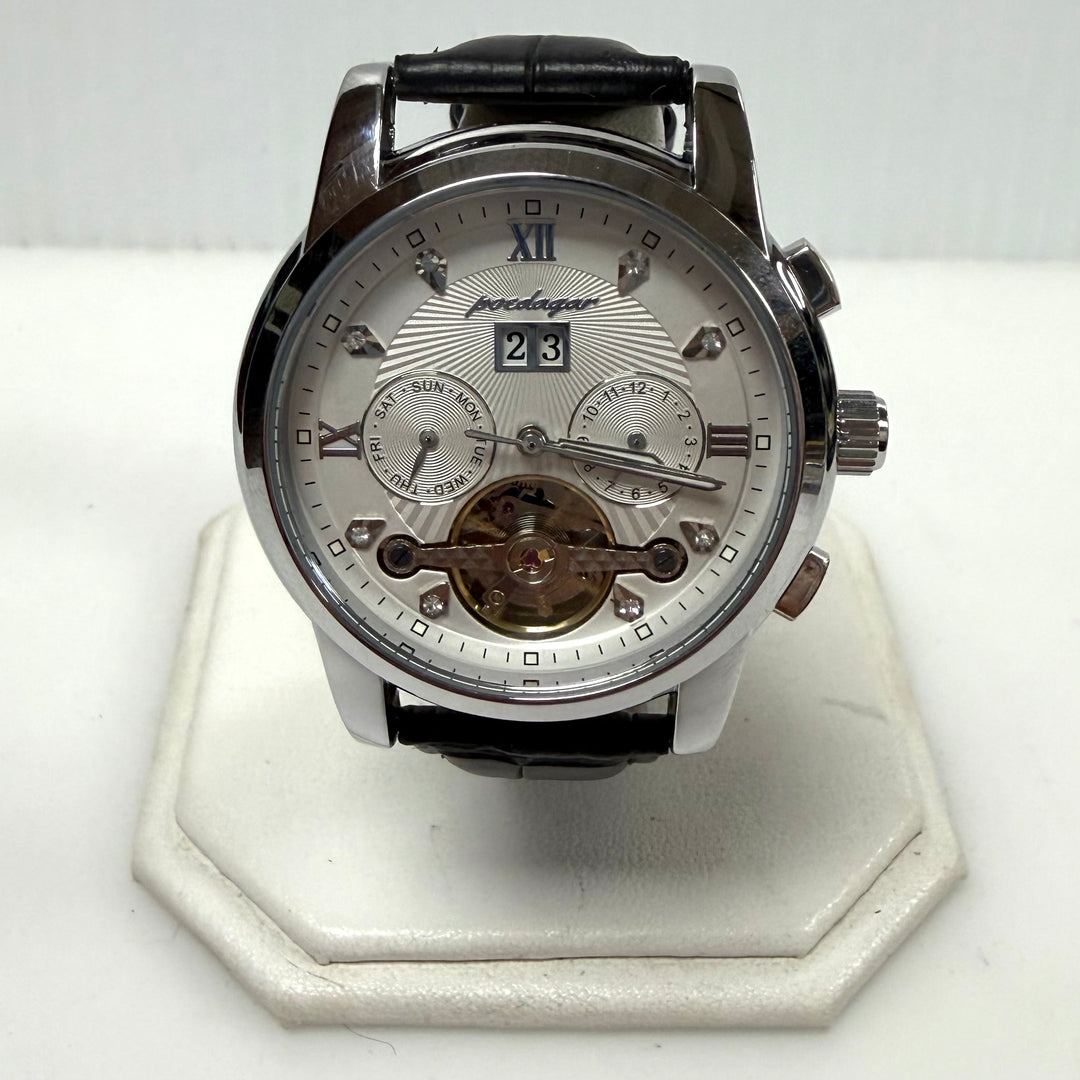 w032 Poedagar 1401 Automatic Wrist Watch Tourbillon Open-heart Window Stainless