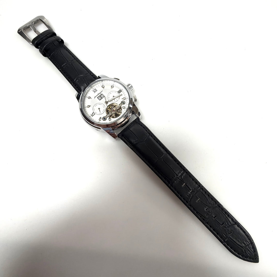 w032 Poedagar 1401 Automatic Wrist Watch Tourbillon Open-heart Window Stainless
