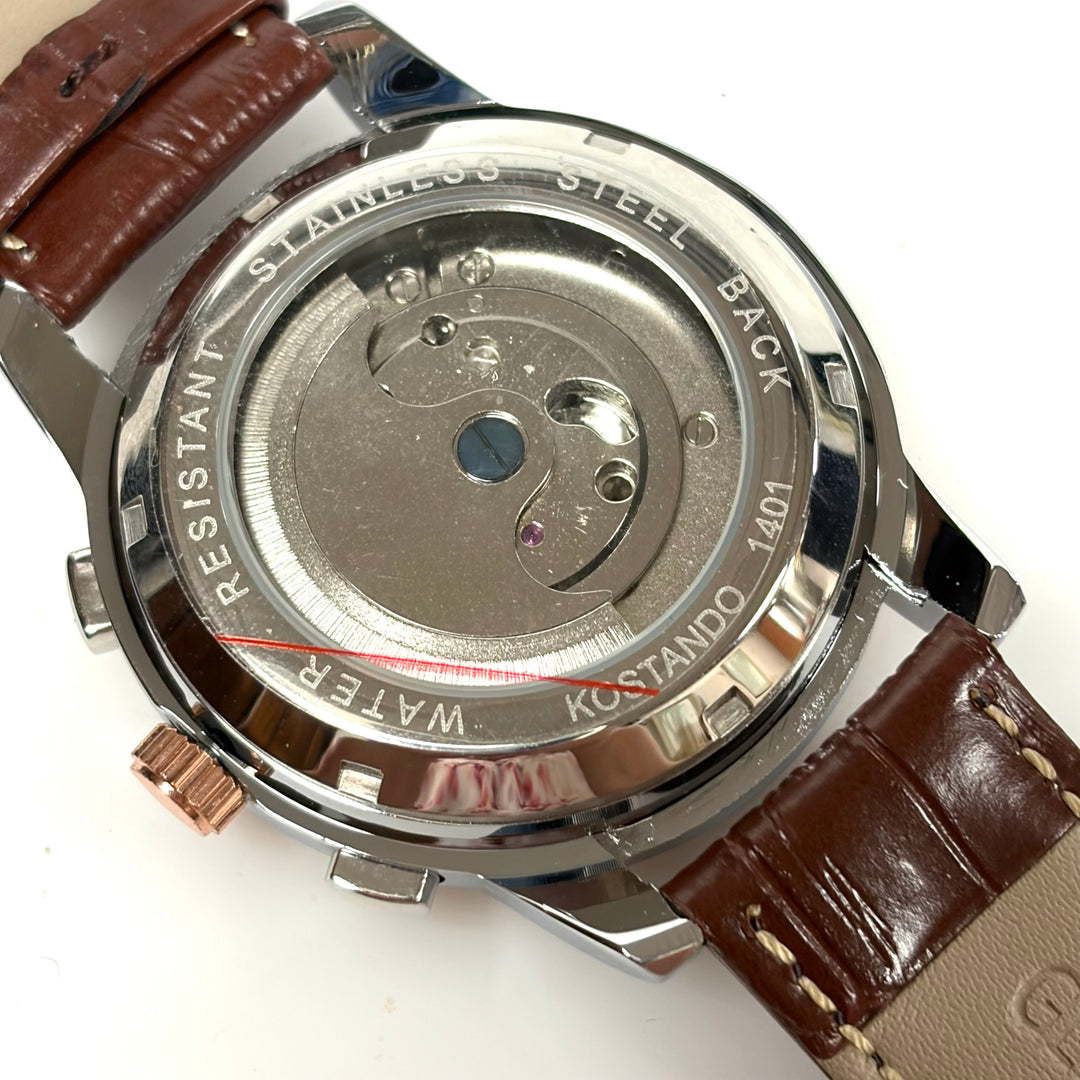w033 Poedagar 1409 Automatic Watch Rose Gold-toned Case Guilloché-patterned Dial