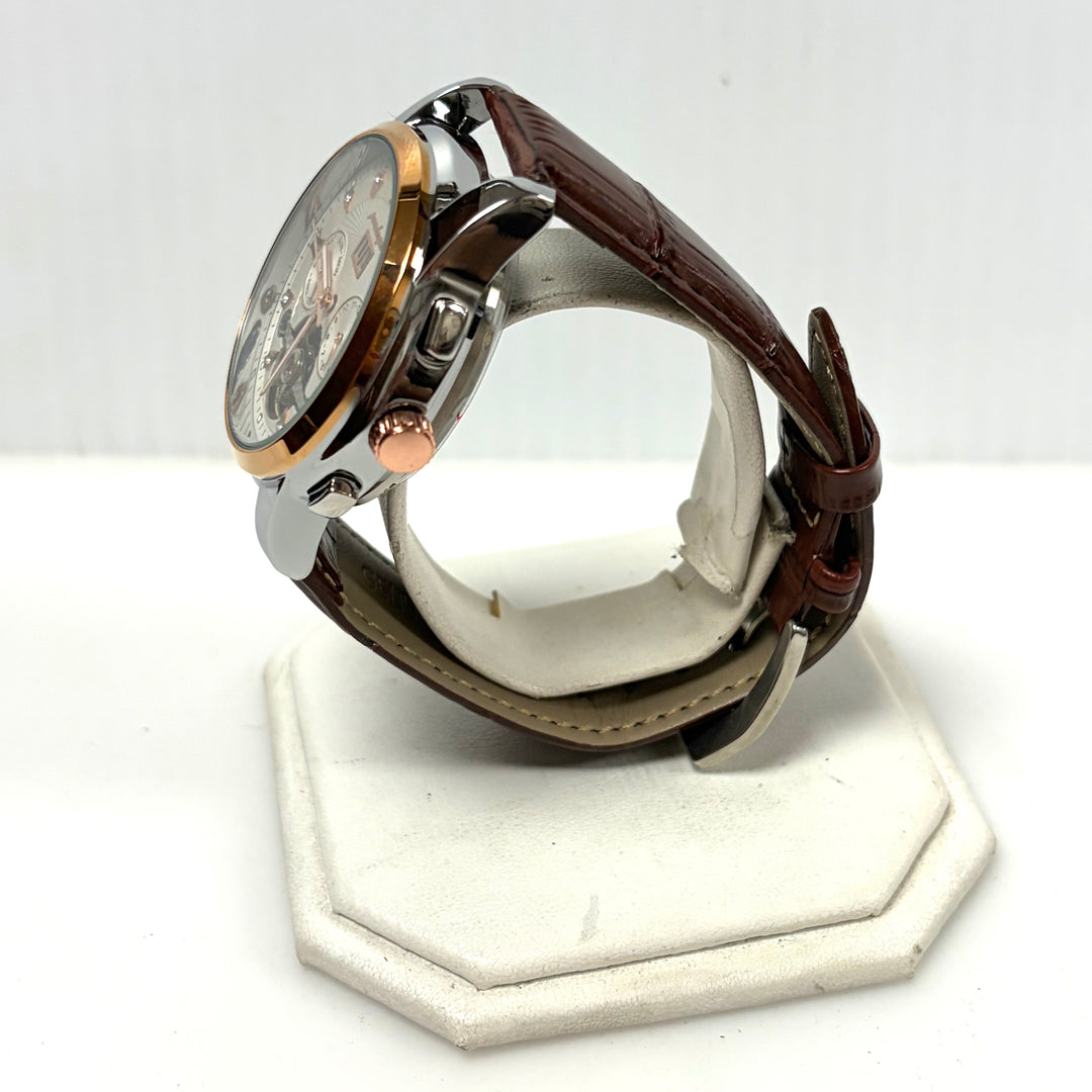 w033 Poedagar 1409 Automatic Watch Rose Gold-toned Case Guilloché-patterned Dial