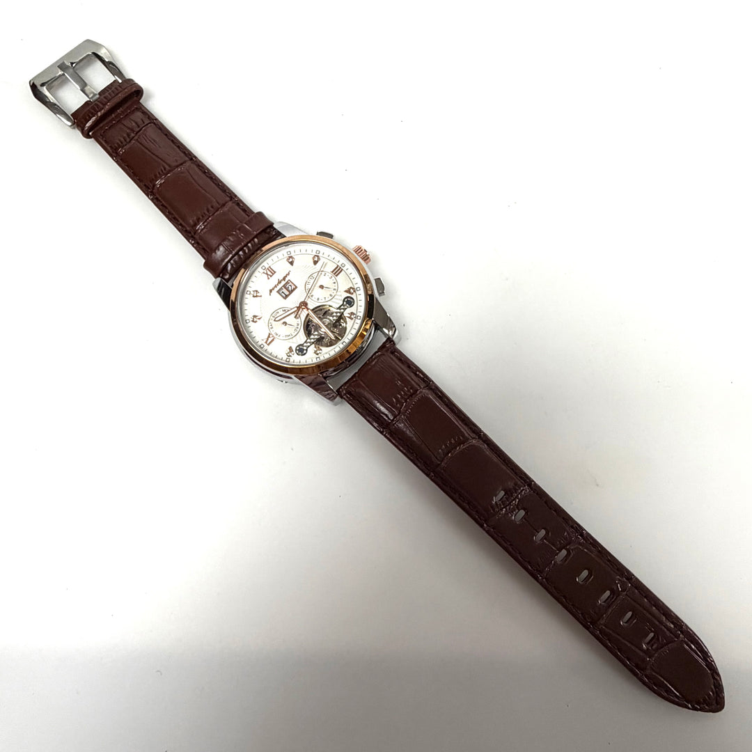w033 Poedagar 1409 Automatic Watch Rose Gold-toned Case Guilloché-patterned Dial