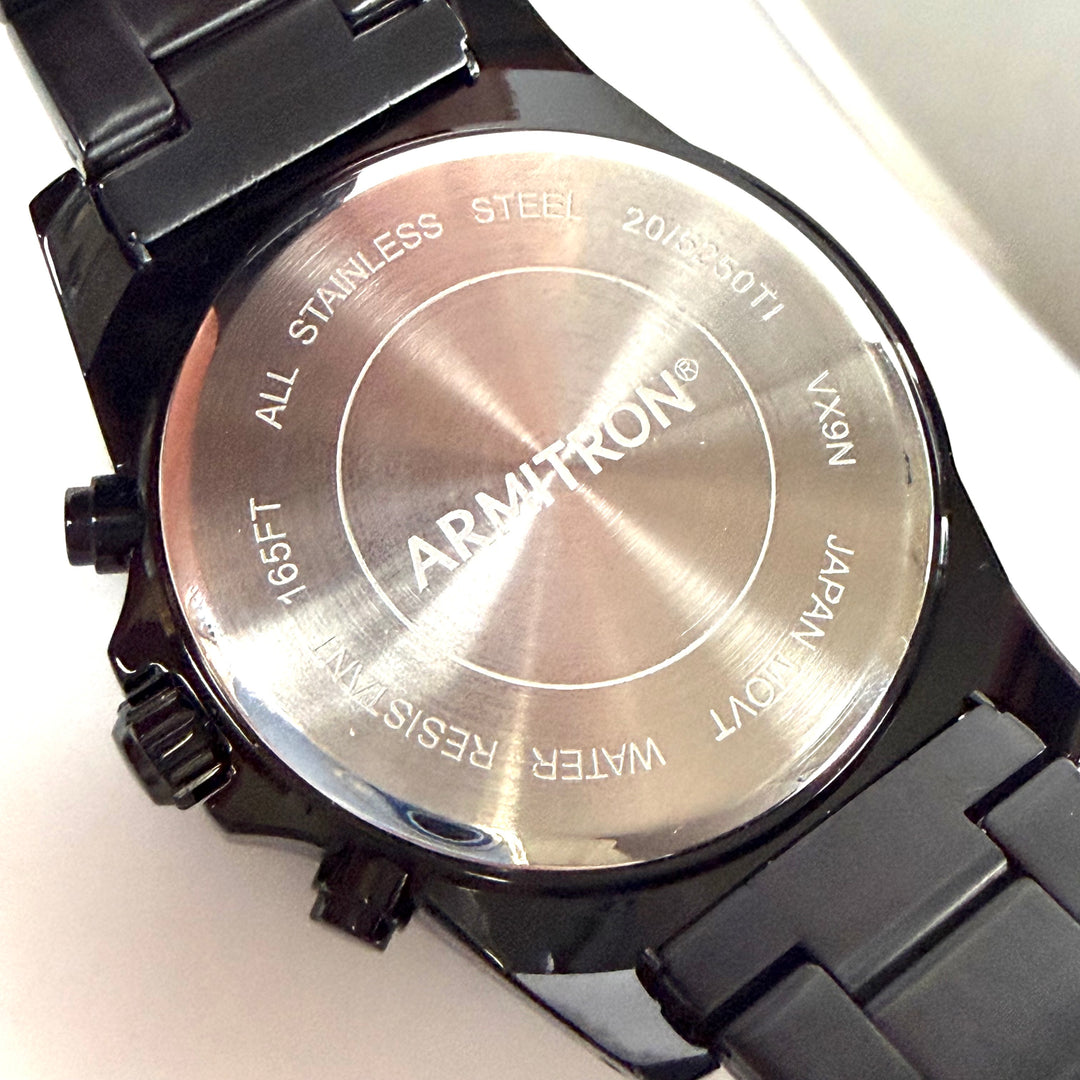 w035 Armitron Black Ion-Plated Stainless Steel Multi-Function Dress Watch 205250