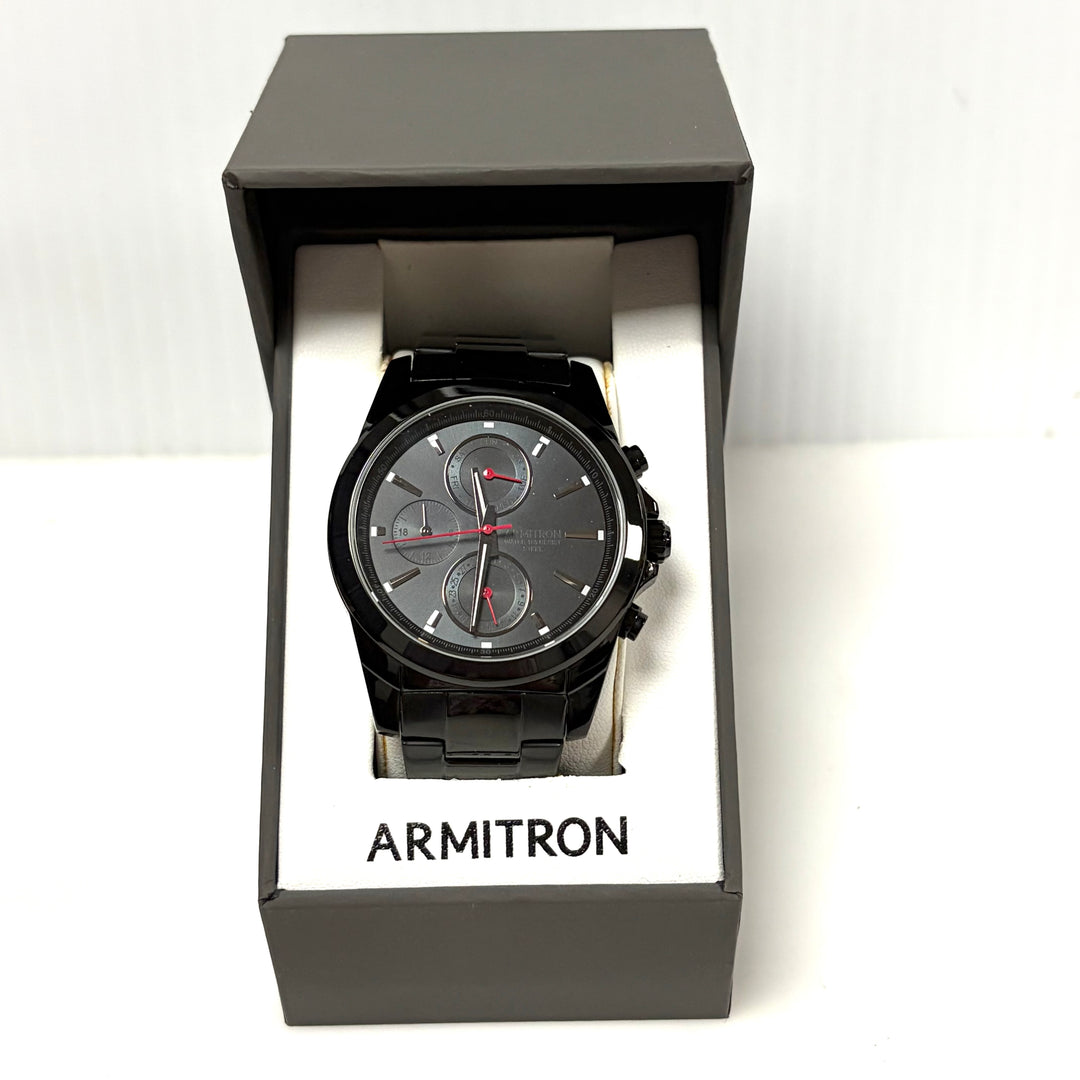 w035 Armitron Black Ion-Plated Stainless Steel Multi-Function Dress Watch 205250