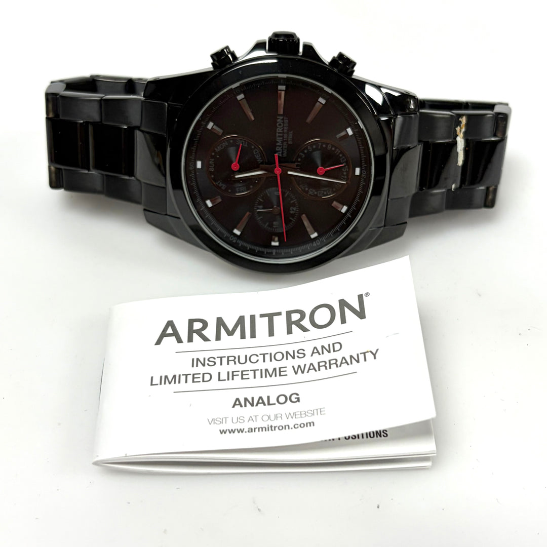 w035 Armitron Black Ion-Plated Stainless Steel Multi-Function Dress Watch 205250